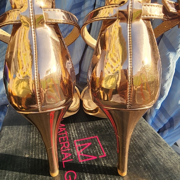 NEW HEELS ROSE GOLD OPEN TOE SIZE 9 MADDEN GIRL - Picture 2 of 8